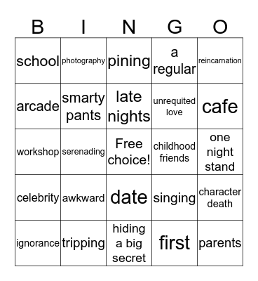 Fic Bingo Card