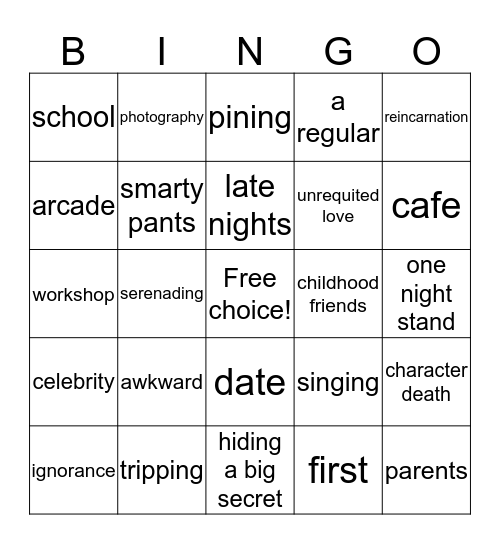 Fic Bingo Card