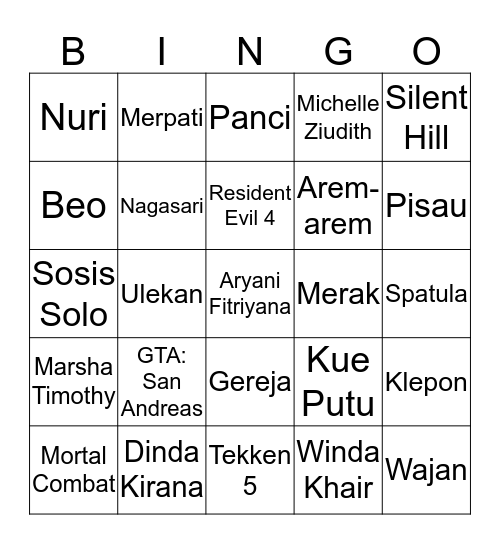 SASAIE Bingo Card