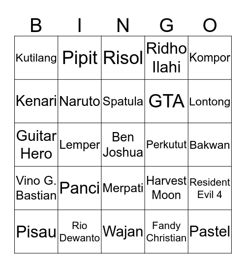 Hunter Crawland Bingo Card