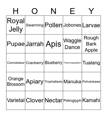 Honey Bees: Letters From The Hive Bingo Card