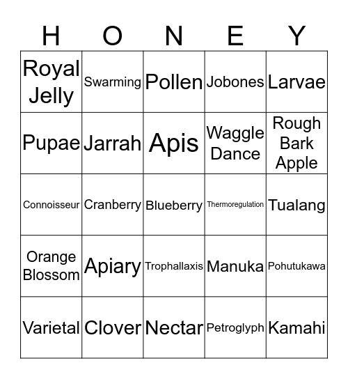 Honey Bees: Letters From The Hive Bingo Card