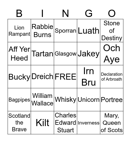 BURNS Bingo Card