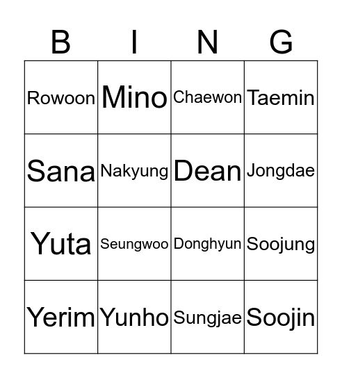 yerim's bingo Card