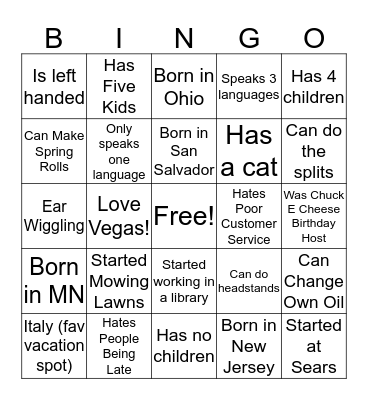 M&I People Bingo Card