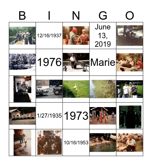 Jackson Family Bingo Card