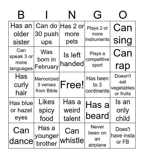 Christmas Bingo Card