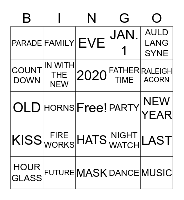 "HAPPY NEW YEAR COA" Bingo Card