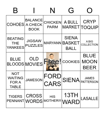 GEORGE'S FAVORITE THINGS Bingo Card
