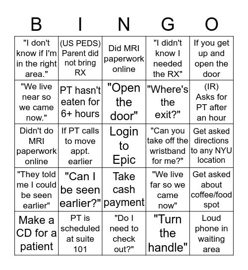 FD Bingo Card