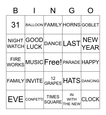 "PARTY LIKE A ROCK 2020" Bingo Card