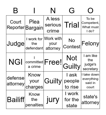Court Education - Barber's Class Bingo Card