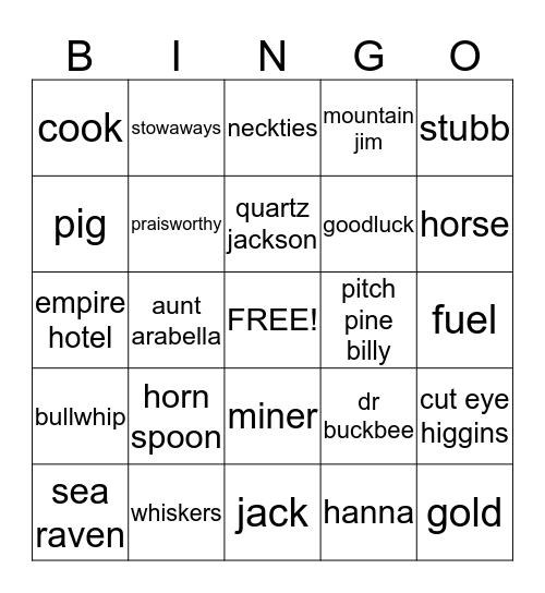 By The Great Horn Spoon! Bingo Card