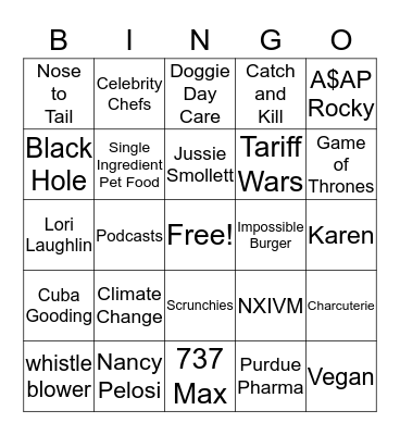 2019 WTF Bingo Card