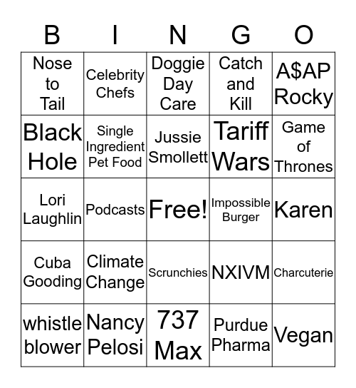 2019 WTF Bingo Card