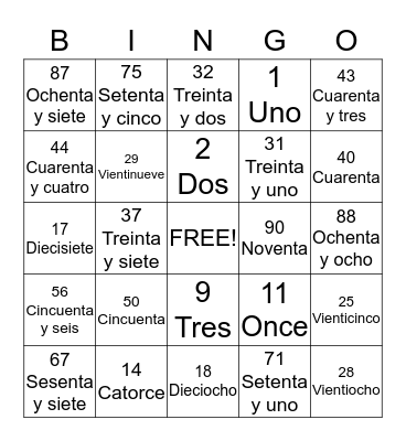 SPAN&121 Bingo Card