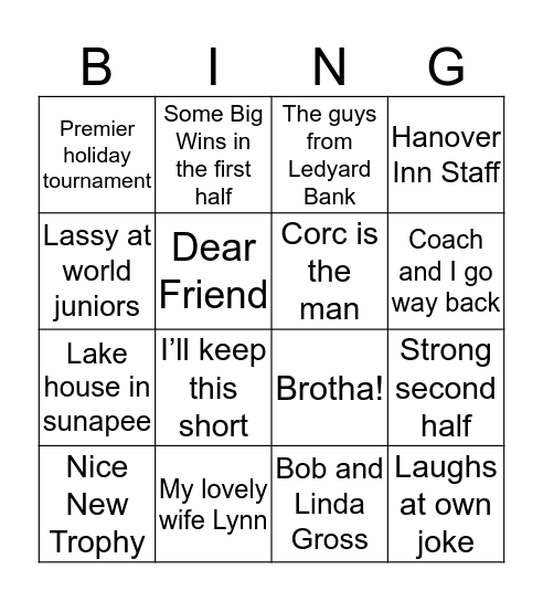 Coach G’s Speech Bingo Card