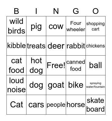 Dog Training Distractions Bingo Card