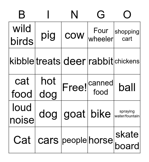Dog Training Distractions Bingo Card
