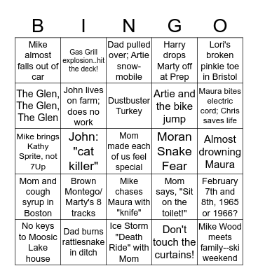 Family Bingo Card
