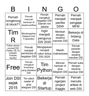 DATA SCIENCE INDONESIA Bingo Card