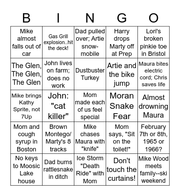 Family Bingo Card
