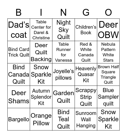 Wanda’s Bingo Card