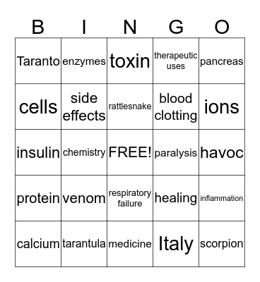 Can Venom Save Lives? Bingo Card