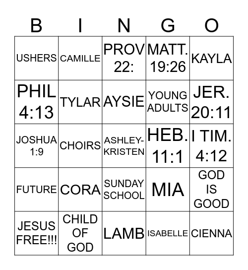 NEW HOPE BINGO !! Bingo Card
