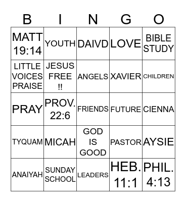 NEW HOPE BINGO !! Bingo Card