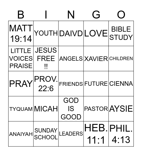 NEW HOPE BINGO !! Bingo Card
