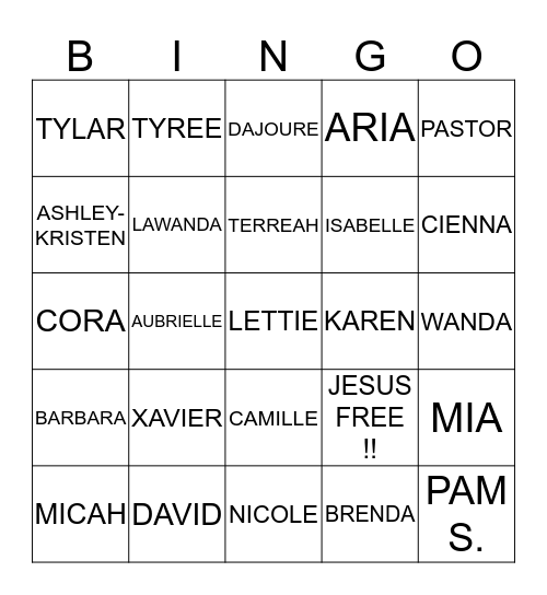 NEW HOPE BINGO !! Bingo Card