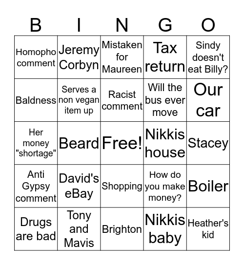 Karen Fox Bingo Card