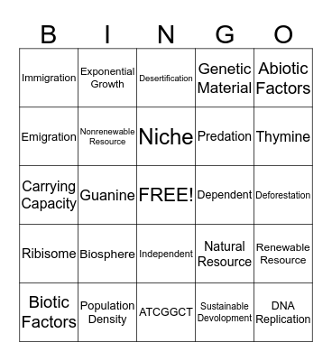 EOC Review - Ecology Bingo Card