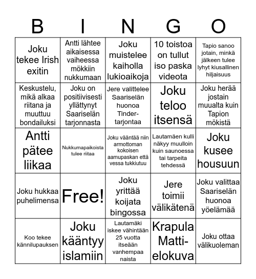 Iso paska Bingo Card