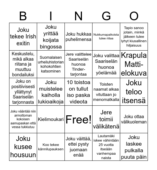 Iso paska Bingo Card