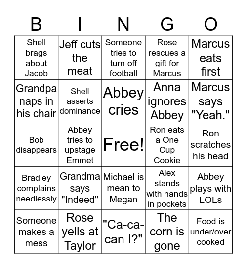 Book Family Bingo! Bingo Card