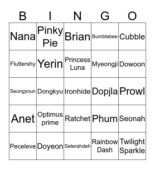 MYEONGJI'S BINGOOOOO Bingo Card