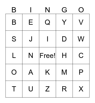 Alphabet Bingo Card