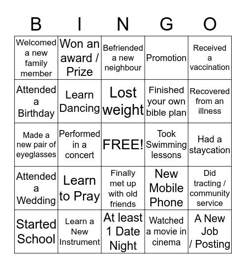 Giving Thanks for 2019 Bingo Card