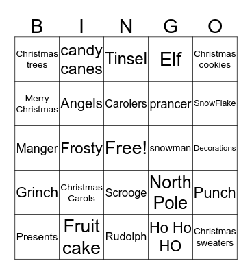 Christmas Bingo Card