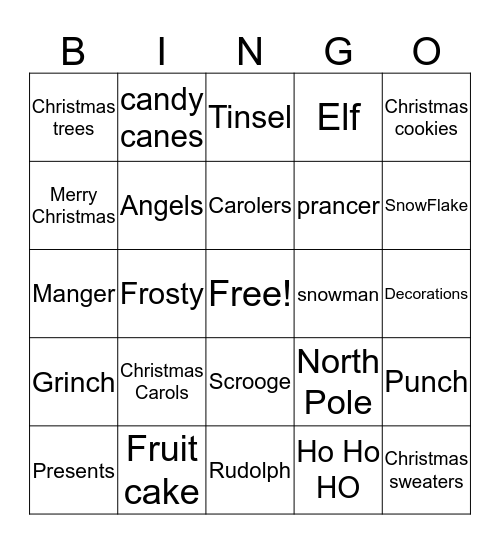 Christmas Bingo Card