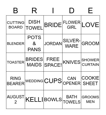 WEDDING BINGO Card