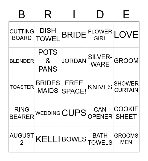 WEDDING BINGO Card