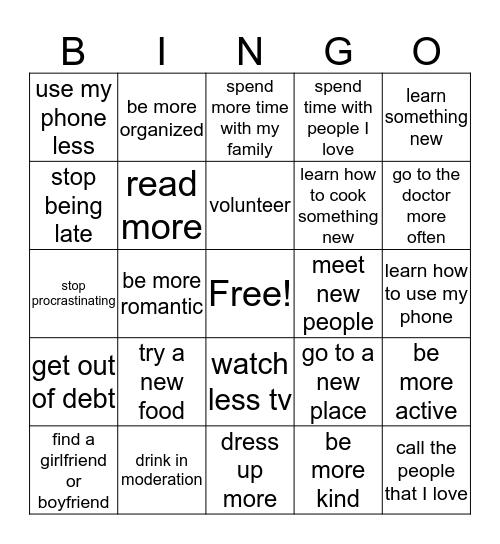 Resoluciones 2020 Bingo Card
