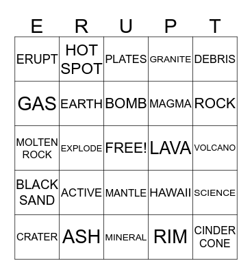 VOLCANIC BINGO Card