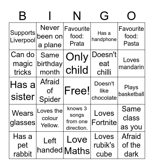 Friends Bingo Card