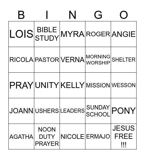 NEW HOPE BINGO !!! Bingo Card
