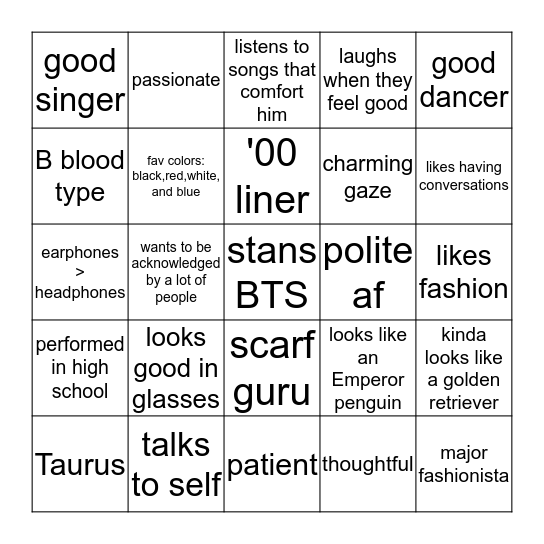 Seunghwan Bingo Card