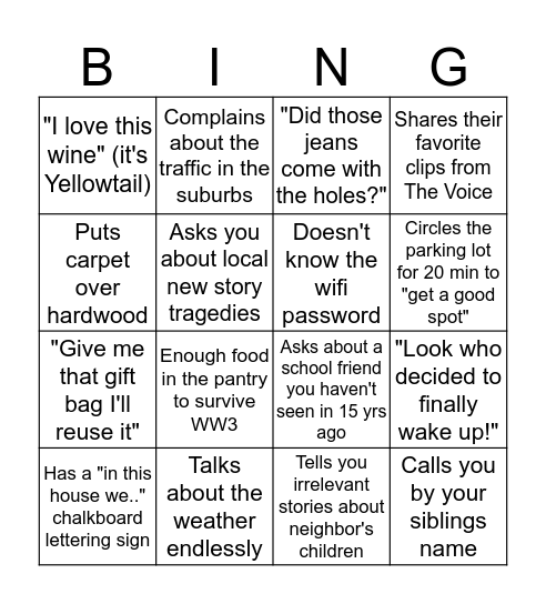 Boomer Bingo Card